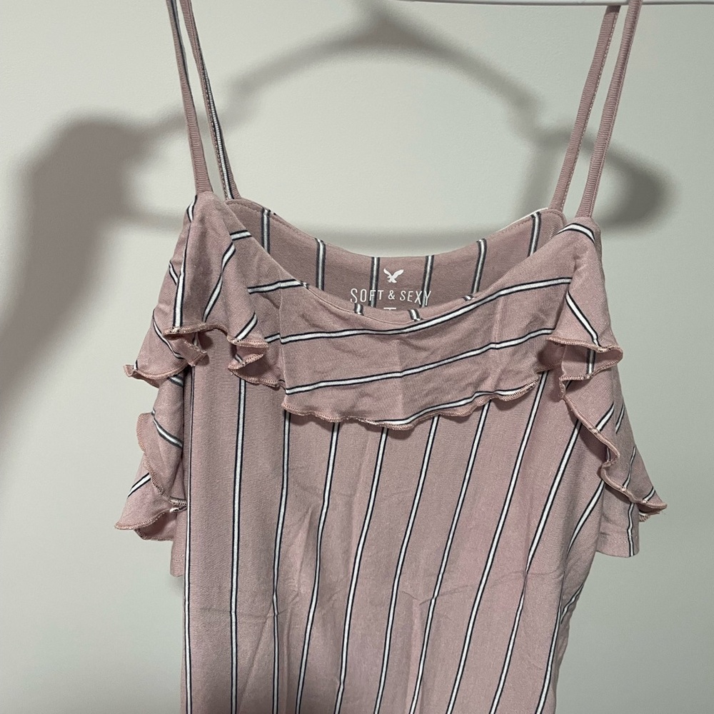 Striped Pink Ruffle Top - Picture 4 of 4